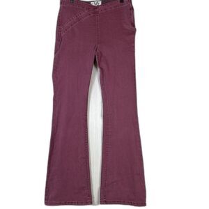 We The Free Women's Pants Sz 30 Red Maroon Bootcut‎ Jeans Front V Side Zip Y2K